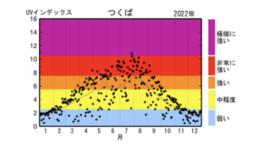 日最大UVインデックス(観測値）の年間推移グラフ