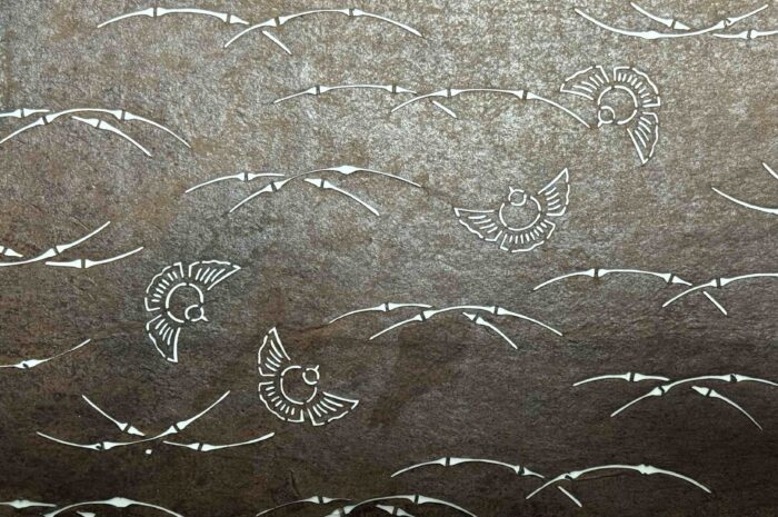 ふくら雀・雀文（すずめもん）が彫られた伊勢型紙