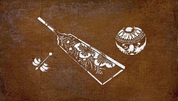 手毬・手毬文（てまりもん）と羽子板（はごいた）が彫られた伊勢型紙