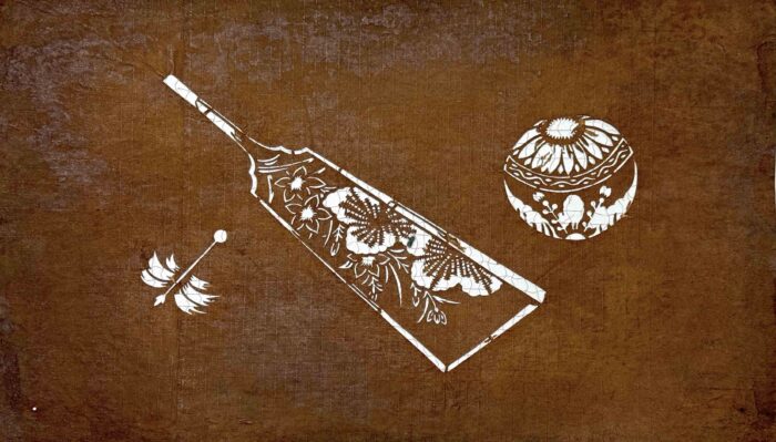 手毬・手毬文（てまりもん）と羽子板（はごいた）が彫られた伊勢型紙